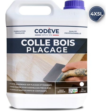 Colle Placage Bois - 4x5 L - Codeve Bois - Pour L'assemblage Par Contact De Votre Placage, Feuille Ou Chant En Bois.