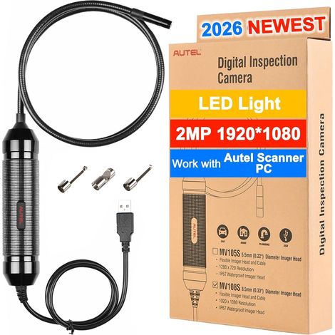 MaxiVideo MV108S Digital Inspection Camera, Newer Than the MV108, 8.5mm USB Industrial Endoscope, IP67 Waterproof, 1920p HD Endoscope Camera, 39.37 Inch Flexible Cable