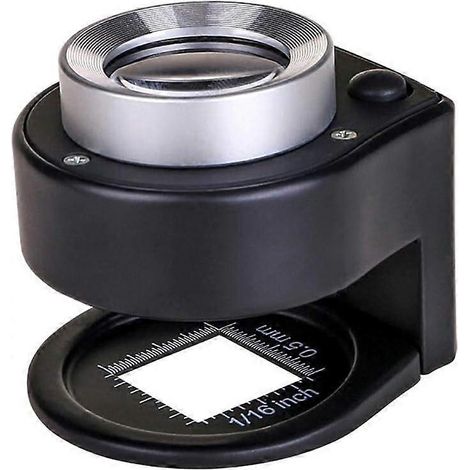 Loupe éclairante 30x, loupe de bureau portable en métal à 6 lumières, pliable, avec boucle et échelle, idéale pour l'examen des textiles, des bijoux, des pièces de monnaie et des timbres. (1/5)