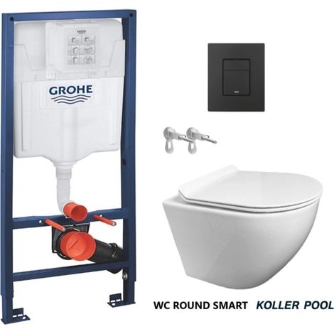 Bâti-support GROHE Rapid SL pack réservoir encastrable et plaque Noir Mat avec WC suspendu ROUND Tornade 3.0 Blanc par KP (1/5)