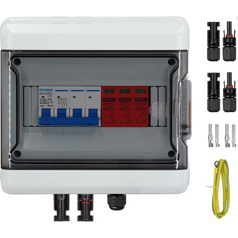 Boitier de Jonction Photovoltaïque Solaire, IP65 Protection Contre Les Surtensions DC Photovoltaïques, 1 String 1000V PV DC Disjoncteur avec Fiche Solaire(1 in 1 out, 25A)