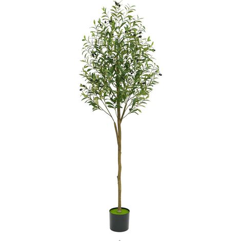 Olivier artificiel de 180cm, grands oliviers artificiels décoratifs en pot avec branches réglables, arbre en pot réaliste pour la décoration du salon, de la chambre et du bureau (1/5)