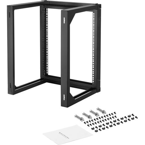 Mophorn Rack mural 12U pour serveur, cadre ouvert, profondeur 455 mm, capacité de charge 68 kg, ouverture à 180°, compatible avec serveurs standard 482 mm, équipements audiovisuels et réseaux (1/5)