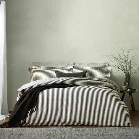 Ensemble de Housse de Couette Rayé Noir Double (1/5)