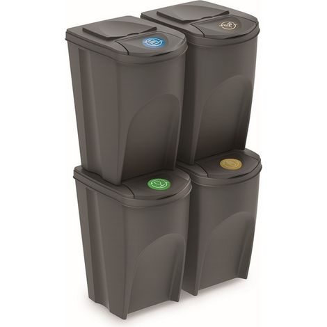 Lot de 4 bacs de recyclage Sortibox 140L Prosperplast Sortibox de couleur grise