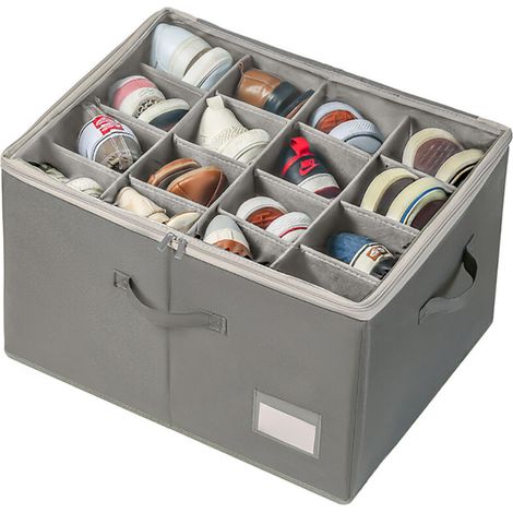 Organisateur de chaussures pour placard – Capacité 16 paires – Boîtes transparentes pliables avec poignées renforcées – Rangement optimisé (1/5)