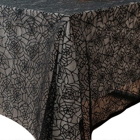 Nappe en dentelle gothique, décoration d'Halloween, en polyester, facile d'entretien, rangement portable. (1/5)