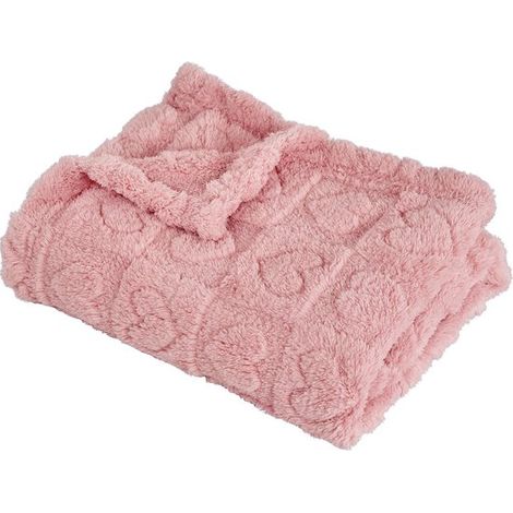 Manta de bebé de forro polar con estampado de corazones，Manta mullida para cuna y cochecito de 76 x 102 cm (rosa claro) (1/5)