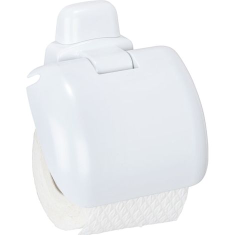 Support papier toilette mural, porte papier toilette avec couvercle, Pure, Plastique ABS, 16x5x16 cm, Blanc (1/4)