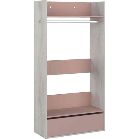 Dressing enfant en bois grisé et rose - DR9020