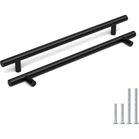 5er-Set – Möbelgriffe – Schrankgriffe – Edelstahl mattiert, für Küche und Bad, Schwarz, 160 mm (1/5)