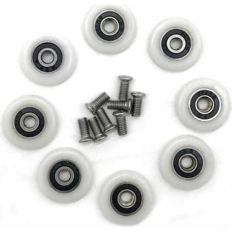 Lot de 8 roues de rechange pour porte de douche de 23 mm de diamètre Fixation de porte et paroi de douche (1/5)