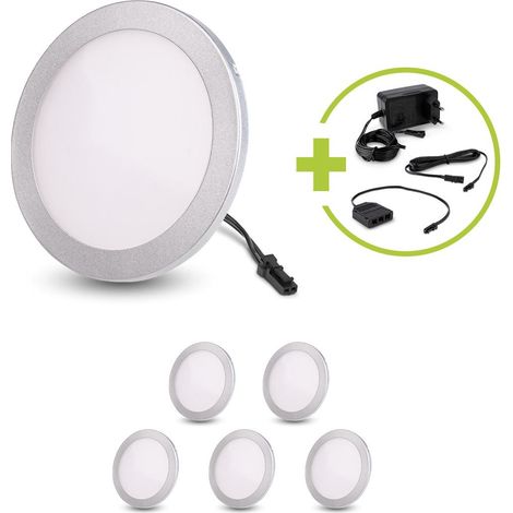 LED Mini Panel rund 3W 12V IP20 Ø100mm - Lichtfarbe: Neutralweiß 4000K - Anzahl: 6x