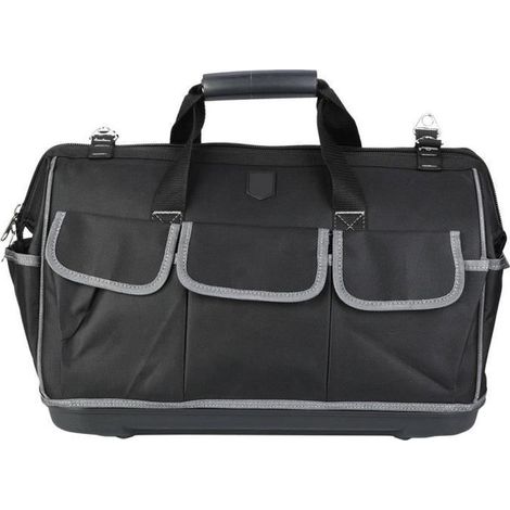 1 Sac à outils, 20 pouces, tissu Oxford, fond plastique renforcé, 8 poches, pour plombiers électriciens (1/4)