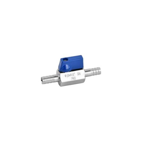 Mini Vanne D'arrêt Robinet à Boisseau Sphérique avec Ardillon Barb Mini Interrupteur D'arrêt Valve en Acier Inoxydable 304 pour Eau Gaz Huile Carburant et D'irrigation Goutte à Goutte (10 mm) (1/5)