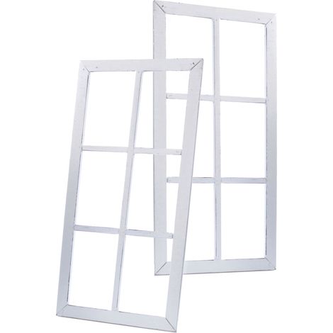 Deko Fensterrahmen shabby weiß - 2er Set - Holz Wand Rahmen zum Dekorieren