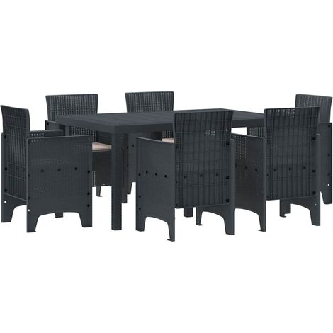 Set da Pranzo per Giardino 7 pz Antracite Rattan Polt vidaXL (1/5)