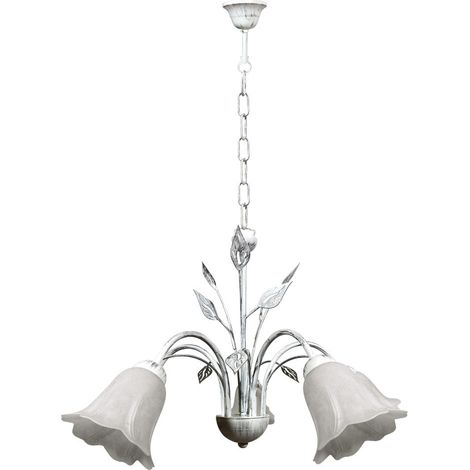 Lampadario 5xE14 Montatura Bianco Argento Vetro Spugnato Bianco E-Energy Teresa (1/2)