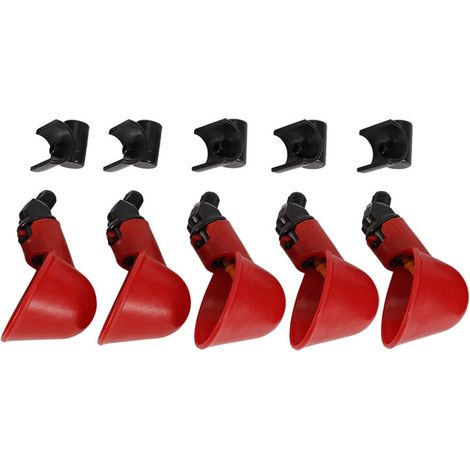 5 Pièces Abreuvoirs Automatiques pour Volailles, Récipients à Eau Semi-Circulaires Rouges (Bol pour Oiseaux et Poulets) (1/4)