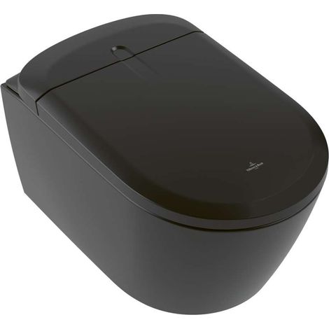 Villeroy & Boch ViClean - Bidé electrónico con cerámica, suspendido, DirectFlush, CeramicPlus, SoftClosing, negro V16EN2R7
