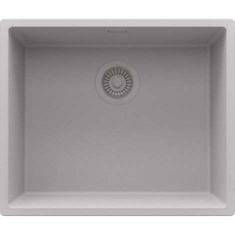 PRIMAGRAN Evier Sous Plan 56x47cm,Evier en Granit 1 bac + Kit de Vidage, Évier au meuble 60cm - London, Gris