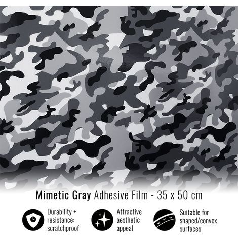 Pellicola Adesiva per Wrapping Mimetic Grey - Dimensione: 35 X 50 CM