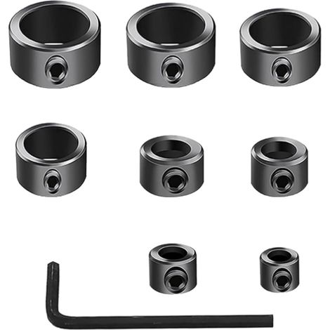 Anello di arresto di profondità, posizionatore per punte da trapano da 8 pezzi, collari di arresto di profondità, localizzatore da 3 mm, 4 mm, 5 mm, 6 mm, 8 mm, 10 mm, 12 mm, 16 mm, limitatore di prof