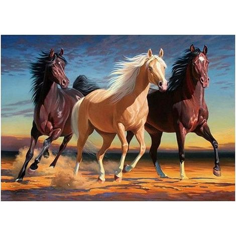 Mosaico de diamantes 5D - Caballos 40x30cm