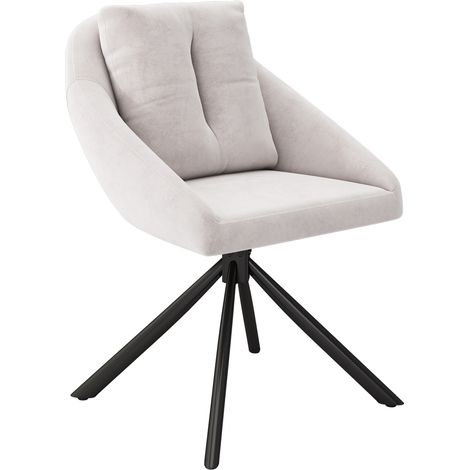 Set di 4 sedie da pranzo girevoli in velluto beige con base in metallo 360° MODENUIT (1/5)