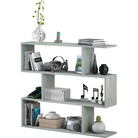 Bücherregal 110x25x97 cm mit 3 Regalböden in Betonoptik – Argentera (1/4)