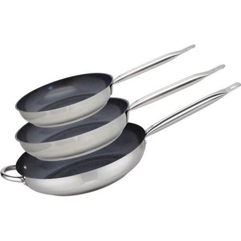 Set aus 3 Induktionspfannen - ELO - Professional - Edelstahl 18/10 ELODUR® - Ø 24-28 und 32 cm (1/4)