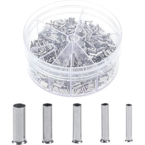 Distributeur d'embouts de câble, non isolé, jeu d'embouts de câble, assortiment de gaines de câble 0,5/0,75/1,0/1,5/2,5 mm² 1900 pièces (1/4)