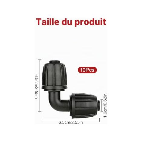 10 Pièces Connecteur Micro Drip 16 mm pour Irrigation Goutte à Goutte, Raccord Coudé pour Tuyau d'Arrosage Jardin, Accessoire (1/5)