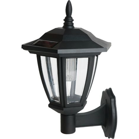 juego de apliques solares de pared, forma hexagonal, luz blanca cálida, IP44, para jardín o terraza. (1/5)