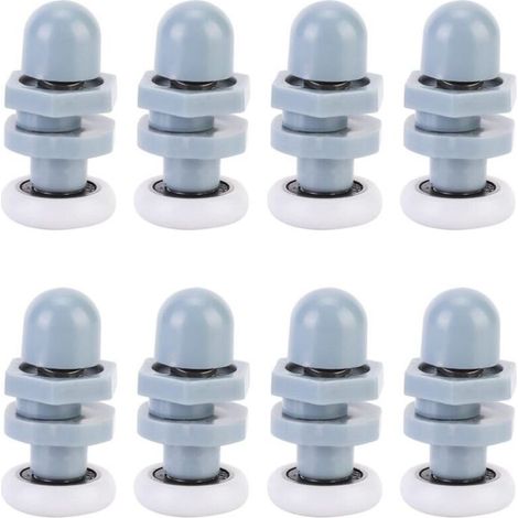 8pcs Coureurs De Porte Douche En Plastique Durable Coulissant Piste Roulement Salle Bains Verre Pour PièCes Rechange(20mm)