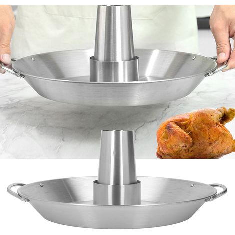 Plat à rôtir en acier inoxydable pour poulet, grille de barbecue, support pour dinde, support pour griller la viande (1/5)
