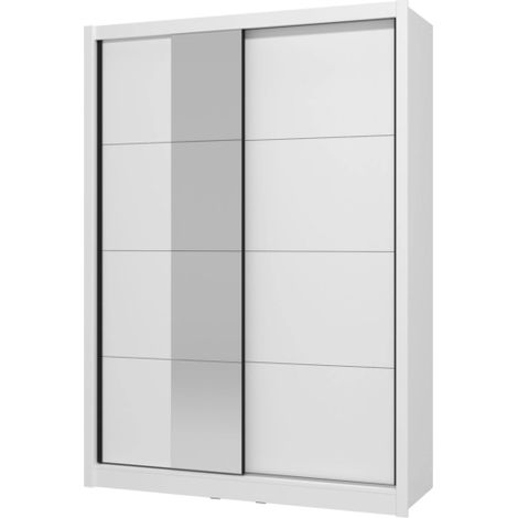 armadio 2 ante scorrevoli bellahome "alba" con specchio bianco 155,2x59,8x215,7 cm