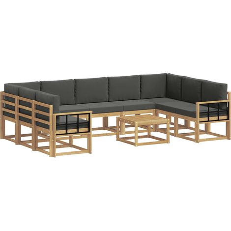 Conjunto de sofás de exterior 10 uds. Blanco y Antracita vidaXL
