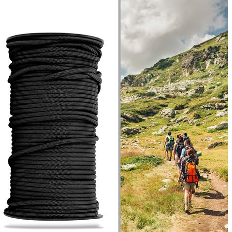 Corde en Nylon 4mm 100m pour Escalade et Survie en Plein Air (Noir) (1/5)