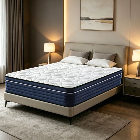Matelas 90X200 cm, épaisseur 25 cm, combinaison de ressorts ensachés indépendants et de mousse à mémoire de forme, hypoallergénique, doux pour la peau, favorise un sommeil profond (1/5)