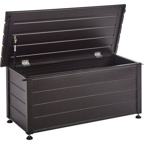 Arcón para exterior de aluminio mueble de almacenaje de jardín marrón oscuro 113 x 50 cm Campalto
