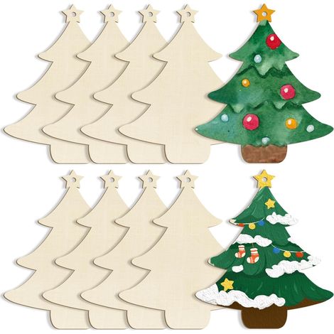 Ornement De Noël En Bois - Diamètre 18 cm - Non Finition - Pour Peinture Manuelle - Décoration De Sapin Et Intérieur - Lot De 10 Pièces (1/5)