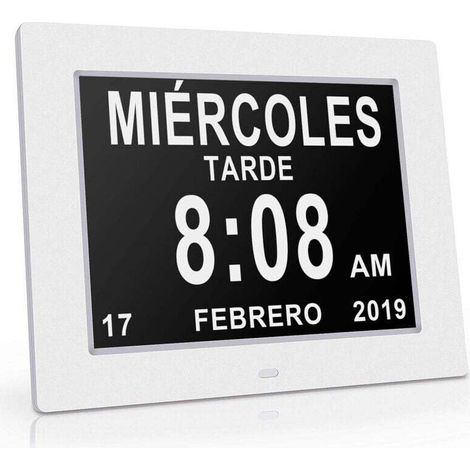 Non-Abbreviated Auto-Dimming Clock, 8" Inch LCD Digital Clock, Auto-Dimming Calendar, 8 Languages, HD Display, Reminder (1/4)