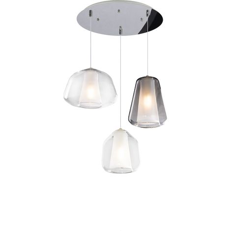 SOSPENSIONE CROMO 3 LUCI TONDA VETRI ALPHA TR + BETA TR + GAMMA FU 1176CR-S3 T ABG-TF (1/2)