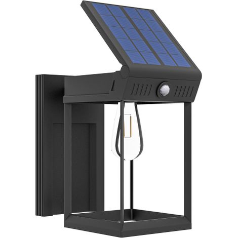 Applique solare a LED per esterni, luce bianca calda regolabile con sensore di luce IP44 per giardino e patio, colore neroSul posto