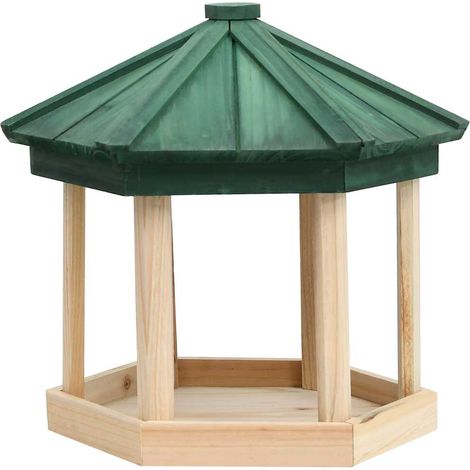 vidaXL Comedero para pájaros octogonal madera maciza de abeto 33x30 cm (1/2)
