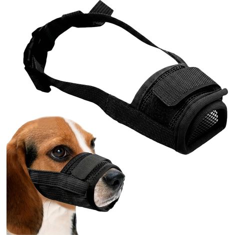 Dog Muzzle Soft Nylon Adjustable Anti-Bite, Anti-Bark and Anti-Licking, Protection for Medium Dogs, Maximum Safety When Going Out, Medium, Black (1/5)