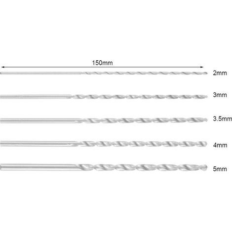 5pcs sourcingmap Foret hélicoïdal HSS 150mm longueur2-5 mm Dia tige Extension en acier rapide Forets de perçage (1/3)