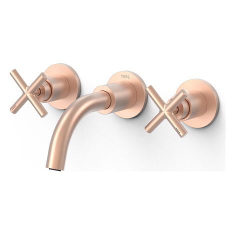 Mélangeur encastré pour lavaboStructure encastrée incluse Or Rose Mat 24K - TRES 28330001OPM