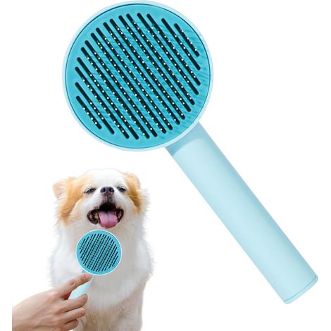 Brosse lissante pour chien et chat, outil de massage et d'épilation pour poils longs et courts Bouton de déverrouillage de la brosse Outil de toilettage pour chien, salle de bain, salon, abri